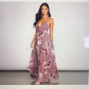 HILA FLORAL CHIFFON A LINE DRESS